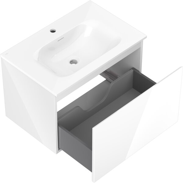 Mexen Orio, mobilier baie 70 cm cu lavoar Vela, 1 sertar, alb lucios, 91A10-07047-1-BF00-W23M00