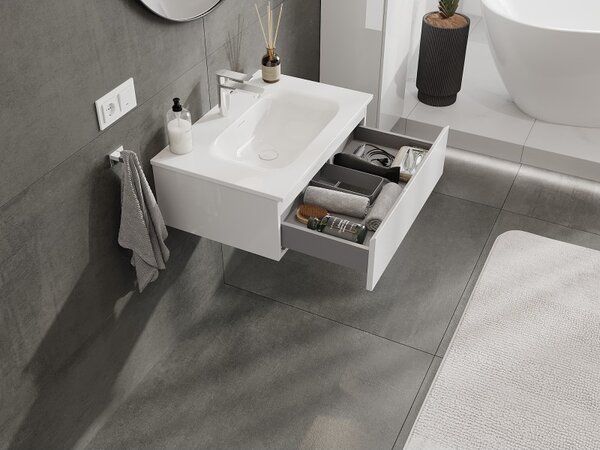 Mexen Orio, mobilier de baie 70 cm cu lavoar Vela, 1 sertar, alb lucios, 91A10-07023-1-BF00-W23M00