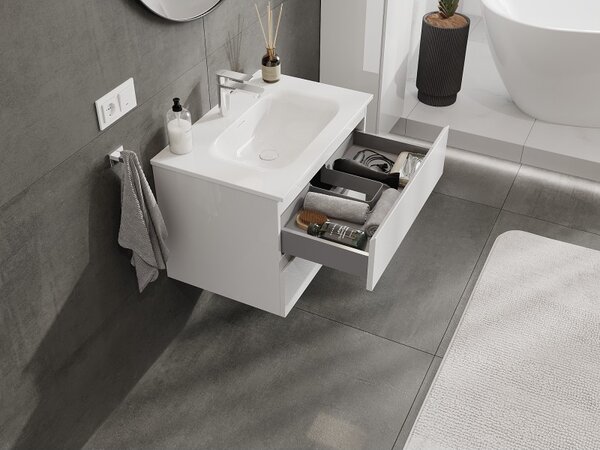 Mexen Orio, mobilier de baie 70 cm cu lavoar Vela, 2 sertare, alb lucios, 91A10-07047-2-BFF00-W23M00