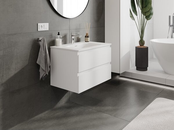 Mexen Orio, mobilier baie 70 cm cu lavoar Vela, 2 sertare, alb mat, 91A10-07047-2-BFF01-W23M01