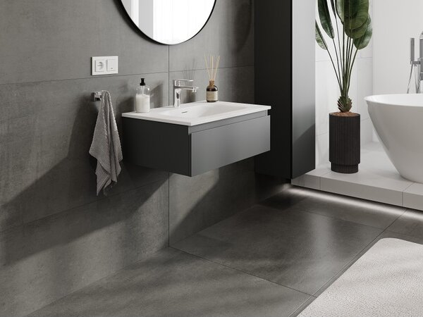 Mexen Orio, mobilier baie 70 cm cu lavoar Vela, 1 sertar, grafit mat/alb mat, 91A10-07023-1-BF66-W23M01