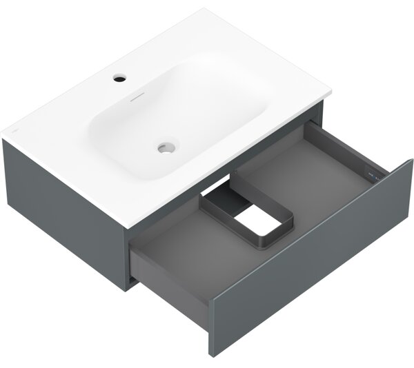 Mexen Orio, mobilier baie 70 cm cu lavoar Vela, 1 sertar, grafit mat/alb mat, 91A10-07023-1-BF66-W23M01