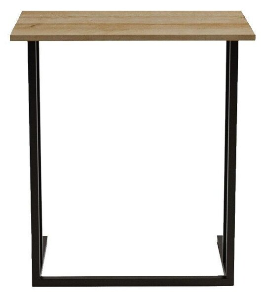 Masuta Cafea Laterala Landhot cadru Metal, Nuc - Stejar, 60x73x40 cm