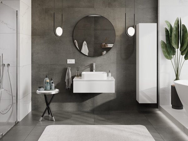 Mexen Orio, mobilier de baie 80 cm cu blat, 1 sertar, alb lucios, 91A10-08023-1-BFC00