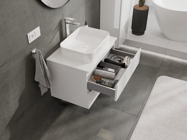 Mexen Orio, mobilier baie 70 cm, 2 sertare, alb lucios, 91A10-07047-2-BFF00
