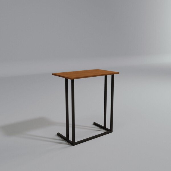 Masuta Cafea Laterala Landhot cadru Metal, Nuc - Stejar, 60x73x40 cm