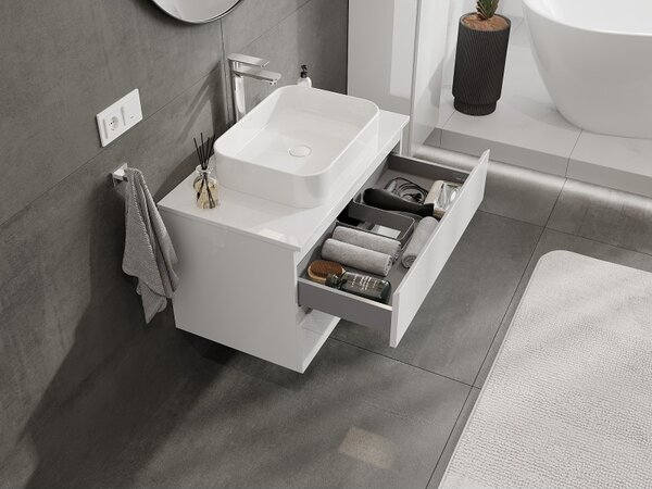 Mexen Orio, mobilier de baie 80 cm cu blat, 2 sertare, alb lucios, 91A10-08047-2-BFFC00