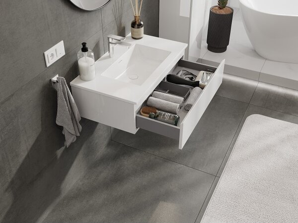 Mexen Orio, mobilier de baie 80 cm cu lavoar Otis, 1 sertar, alb lucios, 91A10-08023-1-BF00-W18M00