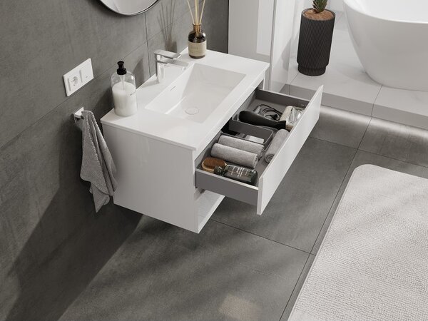 Mexen Orio, mobilier de baie 80 cm cu lavoar Otis, 2 sertare, alb lucios, 91A10-08047-2-BFF00-W18M00