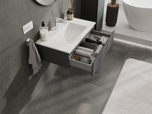 Mexen Orio, mobilier de baie 80 cm cu lavoar Otis, 1 sertar, grafit mat/alb mat, 91A10-08023-1-BF66-W18M01