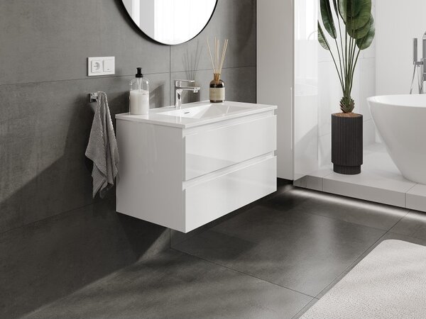 Mexen Orio, mobilier de baie 80 cm cu lavoar Otis, 2 sertare, alb lucios, 91A10-08047-2-BFF00-W18M00