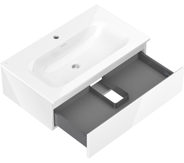 Mexen Orio, mobilier de baie 80 cm cu lavoar Vela, 1 sertar, alb lucios, 91A10-08023-1-BF00-W23M00