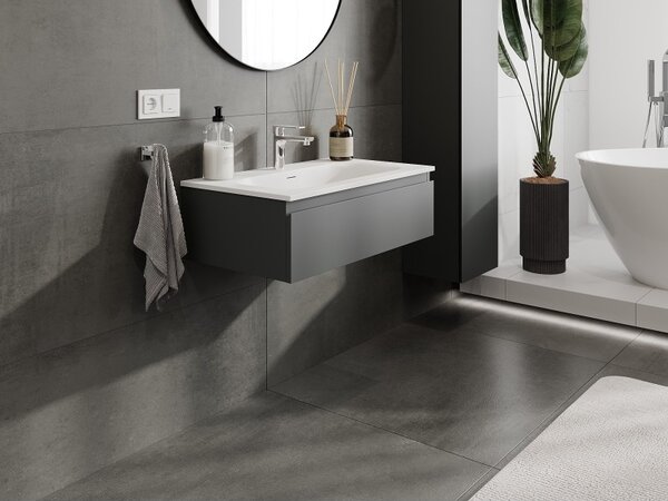 Mexen Orio, mobilier baie 80 cm cu lavoar Vela, 1 sertar, grafit mat/alb mat, 91A10-08023-1-BF66-W23M01