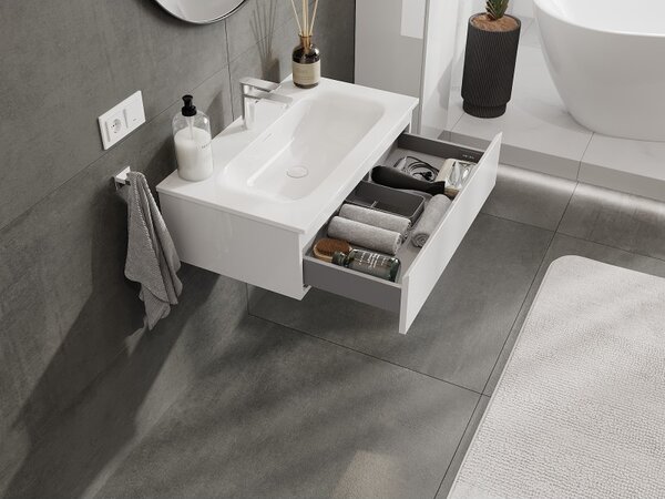 Mexen Orio, mobilier de baie 80 cm cu lavoar Vela, 1 sertar, alb lucios, 91A10-08023-1-BF00-W23M00