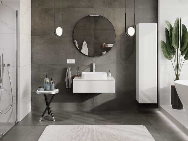 Mexen Orio, mobilier baie 80 cm, 1 sertar, alb lucios, 91A10-08023-1-BF00