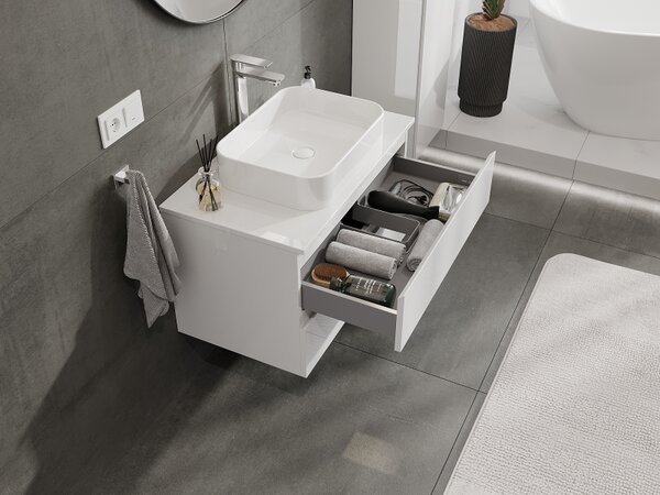 Mexen Orio, mobilier baie 80 cm, 2 sertare, alb lucios, 91A10-08047-2-BFF00