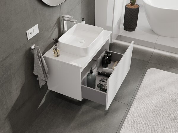 Mexen Orio, mobilier baie 80 cm, 1 sertar, alb lucios, 91A10-08047-1-BF00