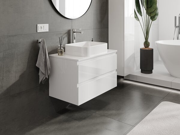 Mexen Orio, mobilier baie 80 cm, 2 sertare, alb lucios, 91A10-08047-2-BFF00