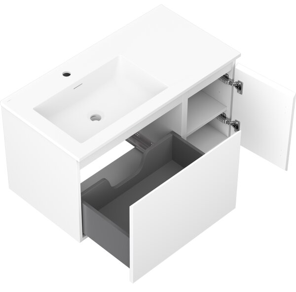 Mexen Orio, mobilier de baie 90 cm cu lavoar Otis în stânga, 1S, 1D, alb mat, 91A13-09047-3-BBFF01-W18L01