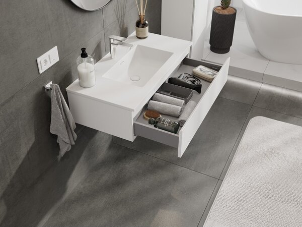 Mexen Orio, mobilier de baie 90 cm cu lavoar Otis, 1 sertar, alb mat, 91A10-09023-1-BF01-W18M01