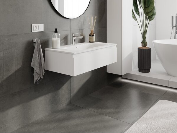 Mexen Orio, mobilier de baie 90 cm cu lavoar Vela, 1 sertar, alb mat, 91A10-09023-1-BF01-W23M01