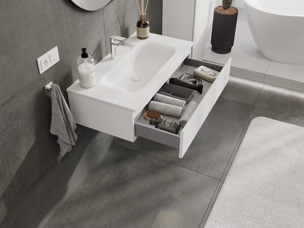 Mexen Orio, mobilier de baie 90 cm cu lavoar Vela, 1 sertar, alb mat, 91A10-09023-1-BF01-W23M01