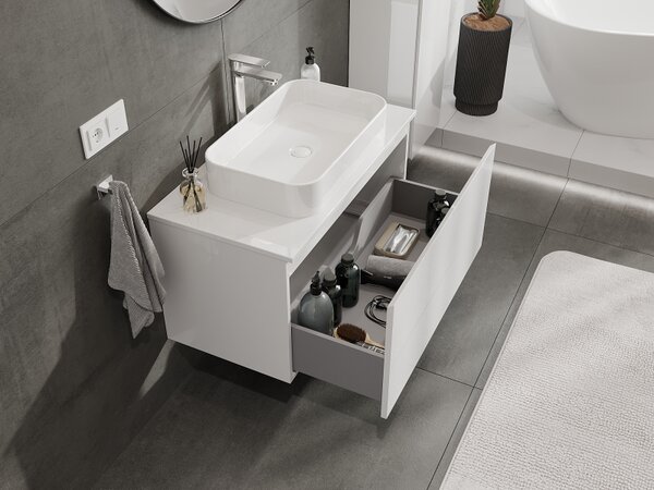 Mexen Orio, mobilier baie 90 cm, 1 sertar, alb lucios, 91A10-09047-1-BF00
