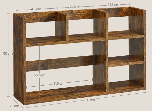 Biblioteca Vasagle, Maro Rustic, LBC815B02, 80 x 20 x 50 cm