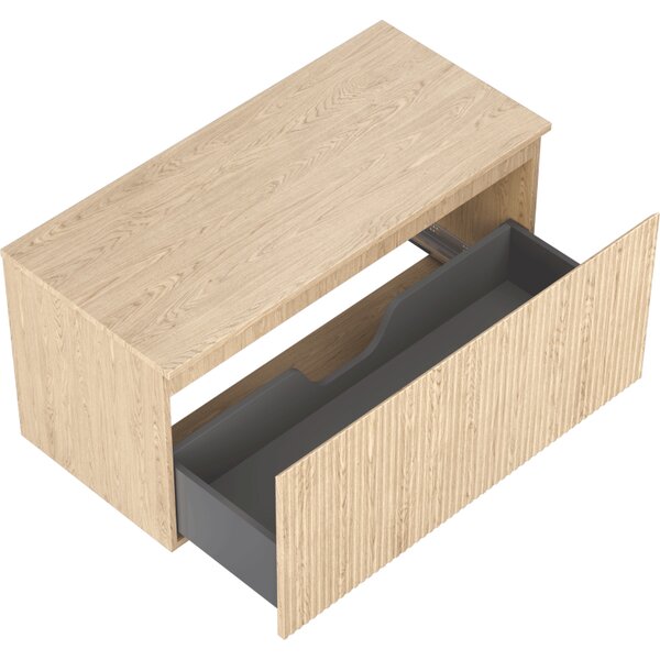 Mexen Rivel, mobilier de baie 100 cm cu blat, 1 sertar, canelat, stejar, 91A20-10047-1-BFC81