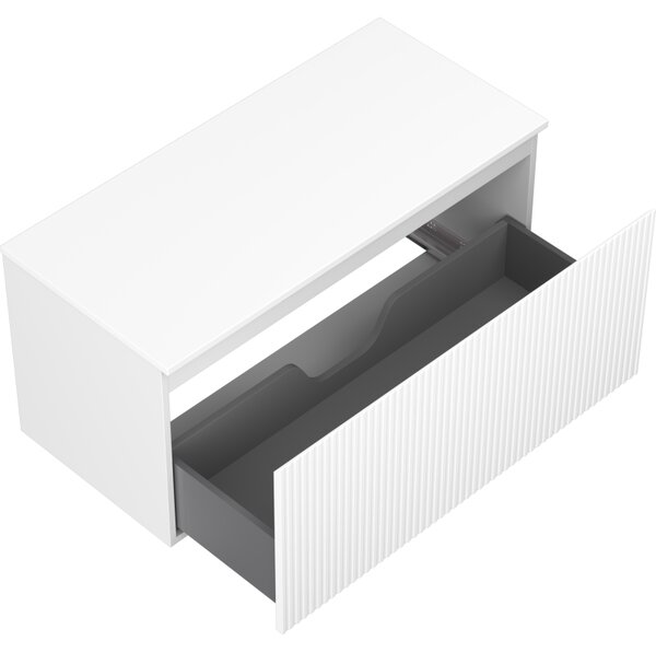 Mexen Rivel, mobilier de baie 100 cm cu blat, 1 sertar, canelat, alb mat, 91A20-10047-1-BFC01
