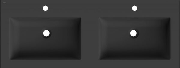 Mexen Otis, chiuvetă dublă încastrată în blat 121 × 46,5 cm, negru mat, 25181271D