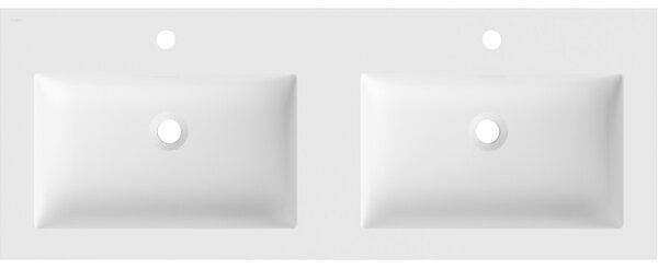 Mexen Otis, chiuvetă dublă încastrată în blat 121 × 46,5 cm, alb mat, 25181201D