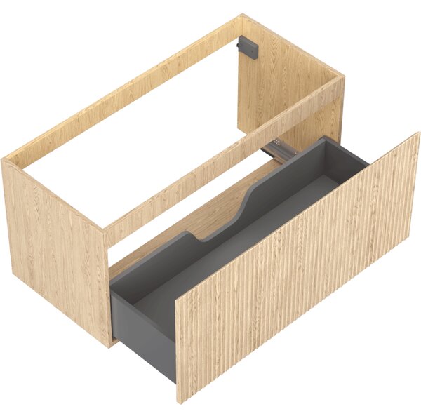 Mexen Rivel, mobilier baie 100 cm, 1 sertar, canelat, stejar, 91A20-10047-1-BF81