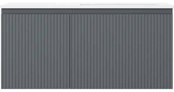 Mexen Rivel, mobilier de baie 100 cm cu lavoar Otis dreapta, 1S, 1D, canelat, grafit/alb mat, 91A23-10047-3-BBFF66-W18P01