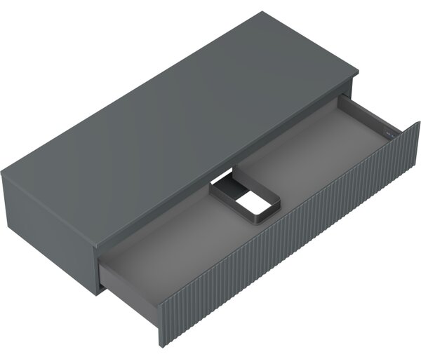 Mexen Rivel, mobilier baie 120 cm cu blat, 1 sertar, canelat, grafit mat - 91A20-12023-1-BFC66