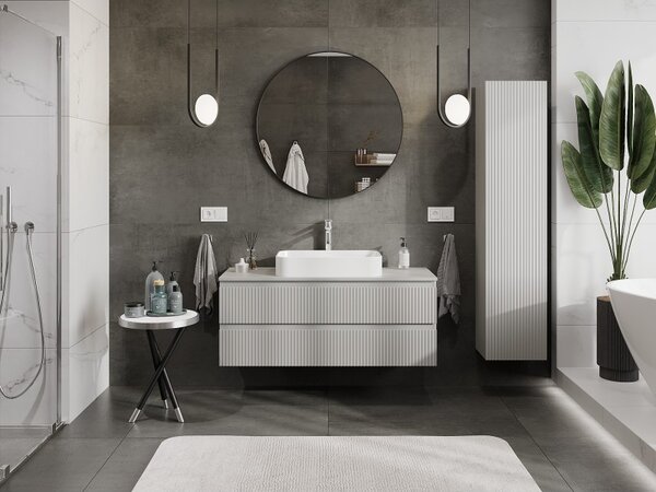 Mexen Rivel, mobilier de baie 120 cm cu blat, 2 sertare, canelat, gri mat, 91A20-12047-2-BFFC62