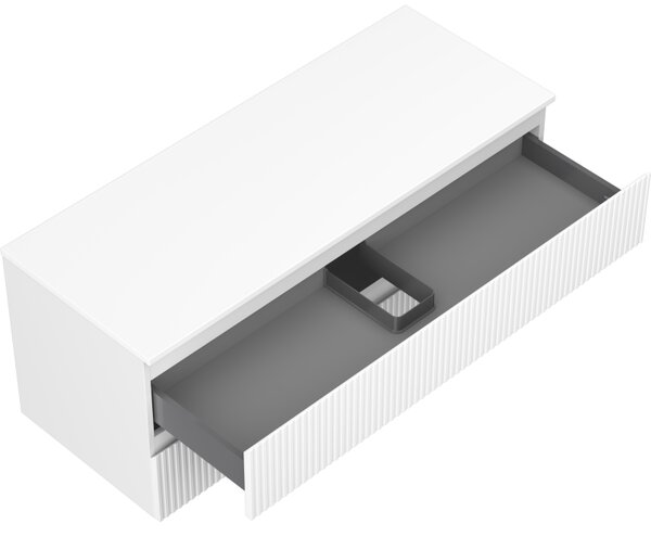 Mexen Rivel, mobilier de baie 120 cm cu blat, 2 sertare, canelat, alb mat, 91A20-12047-2-BFFC01