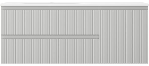 Mexen Rivel, mobilier baie 120 cm cu lavoar Vela stânga, 2S, 1D, canelat, gri mat/alb mat - 91A23-12047-3-BBFFF62-W23L01