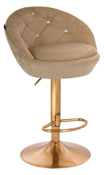 HR948W Scaun Latte din Catifea cu Bază Aurie
