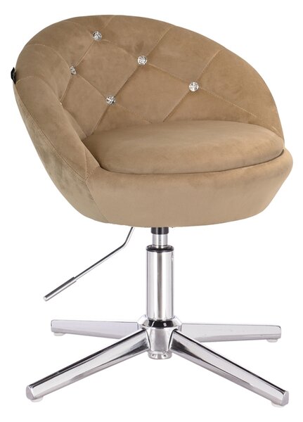 HR948CROSS Scaun Latte din Catifea cu Bază Cromata