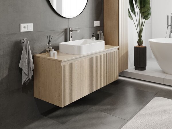 Mexen Rivel, mobilier baie 120 cm, 1 sertar, canelat, stejar, 91A20-12047-1-BF81