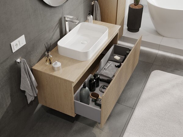 Mexen Rivel, mobilier baie 120 cm, 1 sertar, canelat, stejar, 91A20-12047-1-BF81