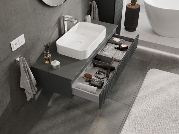 Mexen Rivel, mobilier baie 120 cm, 1 sertar, canelat, grafit mat, 91A20-12023-1-BF66