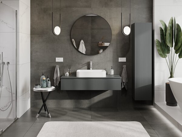 Mexen Rivel, mobilier baie 120 cm, 1 sertar, canelat, grafit mat, 91A20-12023-1-BF66