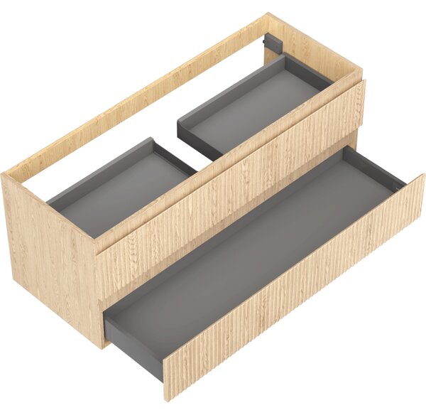 Mexen Rivel, mobilier baie 120 cm, 2 sertare, canelat, stejar, 91A20-12047-2-BFF81