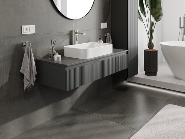 Mexen Rivel, mobilier baie 120 cm, 1 sertar, canelat, grafit mat, 91A20-12023-1-BF66