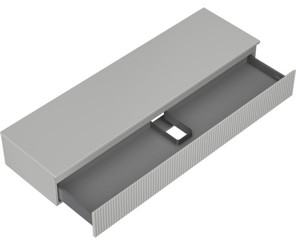 Mexen Rivel, mobilier baie 160 cm cu blat, 1 sertar, canelat, gri mat, 91A20-16023-1-BFC62