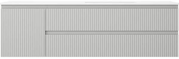 Mexen Rivel, mobilier baie 160 cm cu lavoar Otis dreapta, 2S, 1D, canelat, gri/alb mat, 91A23-16047-3-BBFFF62-W18P01