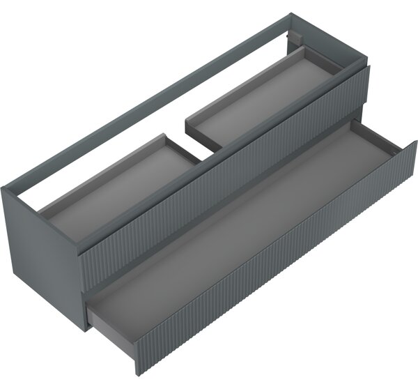 Mexen Rivel, mobilier baie 160 cm, 2 sertare, canelat, grafit mat, 91A20-16047-2-BFF66