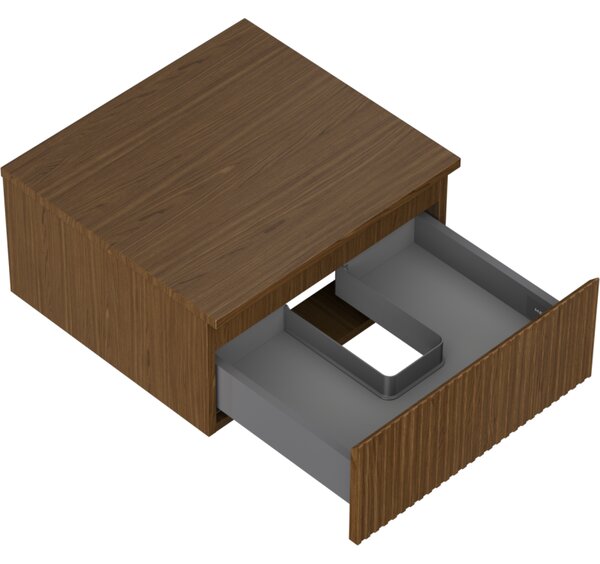 Mexen Rivel, mobilier de baie 50 cm cu blat, 1 sertar, canelat, nuc, 91A20-05023-1-BFC86